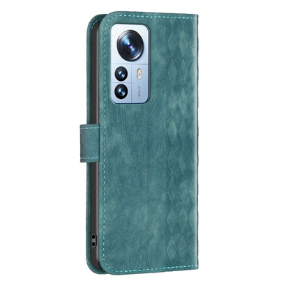 For Xiaomi 12 Pro Plaid Embossed Leather Phone Case(Green) by buy2fix