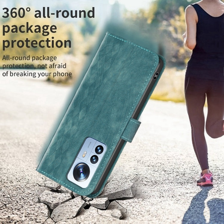 For Xiaomi 12 Pro Plaid Embossed Leather Phone Case(Green) by buy2fix