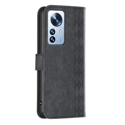 For Xiaomi 12 Pro Plaid Embossed Leather Phone Case(Black) - Xiaomi Cases by buy2fix | Online Shopping UK | buy2fix