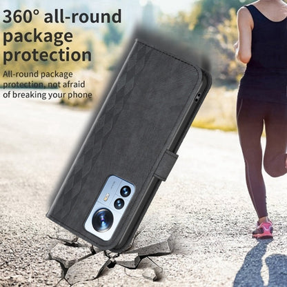 For Xiaomi 12 Pro Plaid Embossed Leather Phone Case(Black) - Xiaomi Cases by buy2fix | Online Shopping UK | buy2fix