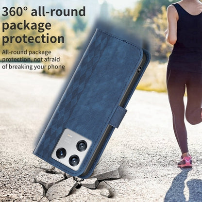 For Xiaomi 13 Plaid Embossed Leather Phone Case(Blue) - Xiaomi Cases by buy2fix | Online Shopping UK | buy2fix