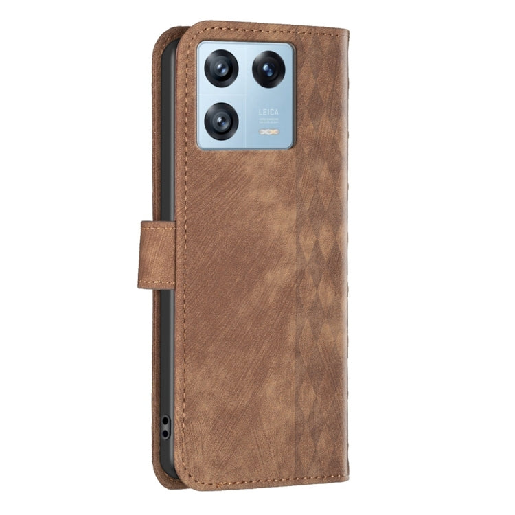For Xiaomi 13 Pro Plaid Embossed Leather Phone Case(Brown) - Xiaomi Cases by buy2fix | Online Shopping UK | buy2fix