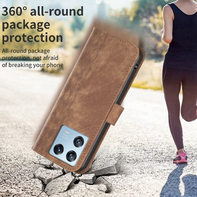 For Xiaomi 13 Pro Plaid Embossed Leather Phone Case(Brown) - Xiaomi Cases by buy2fix | Online Shopping UK | buy2fix