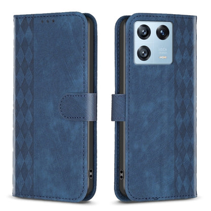 For Xiaomi 13 Pro Plaid Embossed Leather Phone Case(Blue) - Xiaomi Cases by buy2fix | Online Shopping UK | buy2fix