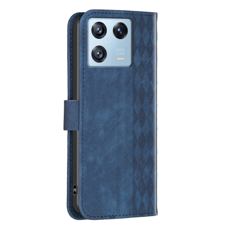For Xiaomi 13 Pro Plaid Embossed Leather Phone Case(Blue) - Xiaomi Cases by buy2fix | Online Shopping UK | buy2fix