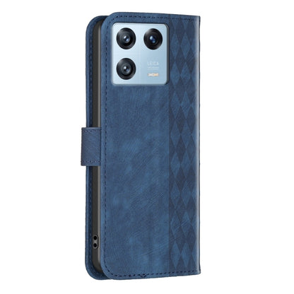 For Xiaomi 13 Pro Plaid Embossed Leather Phone Case(Blue) - Xiaomi Cases by buy2fix | Online Shopping UK | buy2fix