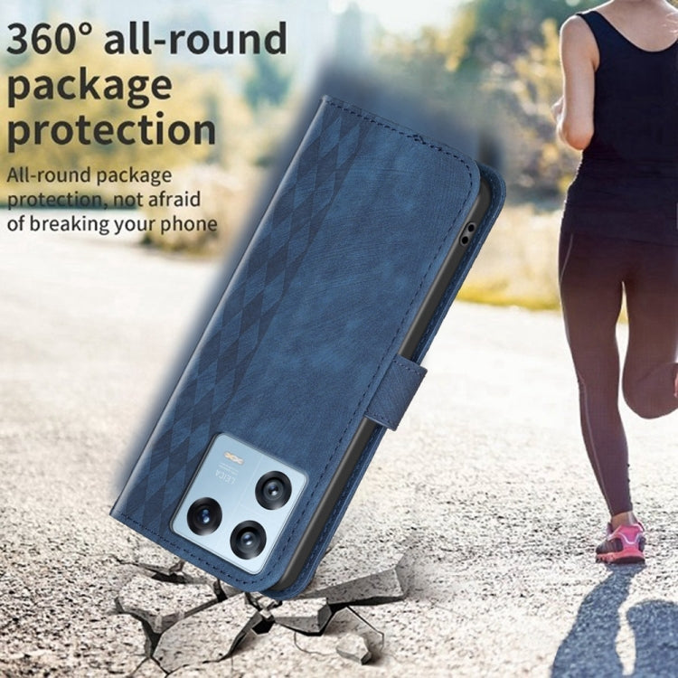 For Xiaomi 13 Pro Plaid Embossed Leather Phone Case(Blue) - Xiaomi Cases by buy2fix | Online Shopping UK | buy2fix