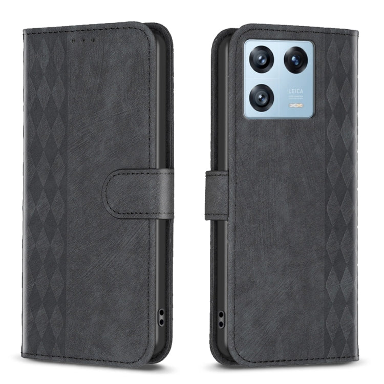 For Xiaomi 13 Pro Plaid Embossed Leather Phone Case(Black) - Xiaomi Cases by buy2fix | Online Shopping UK | buy2fix
