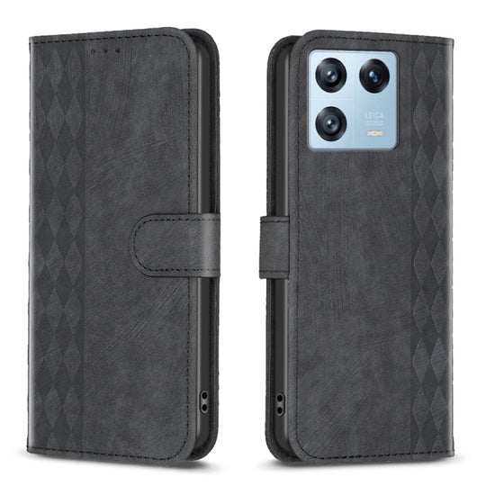 Pour Xiaomi 13 Pro Étui de téléphone en cuir gaufré à carreaux (Noir)