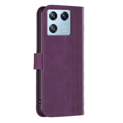 For Xiaomi 13 Pro Plaid Embossed Leather Phone Case(Purple) - Xiaomi Cases by buy2fix | Online Shopping UK | buy2fix