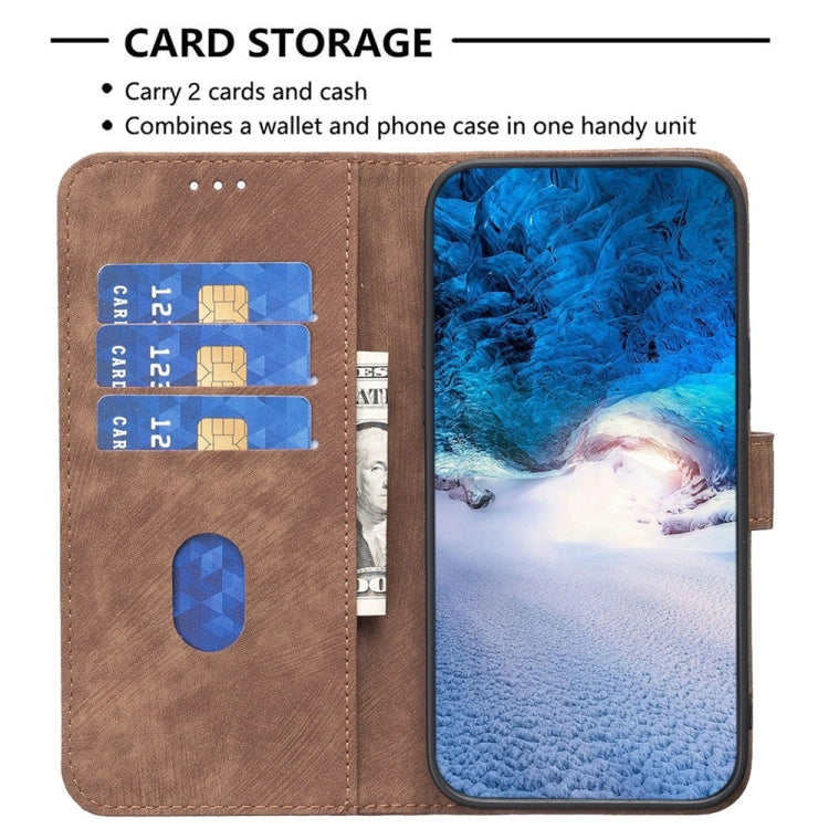 For Xiaomi Redmi 9A Plaid Embossed Leather Phone Case(Brown) by buy2fix