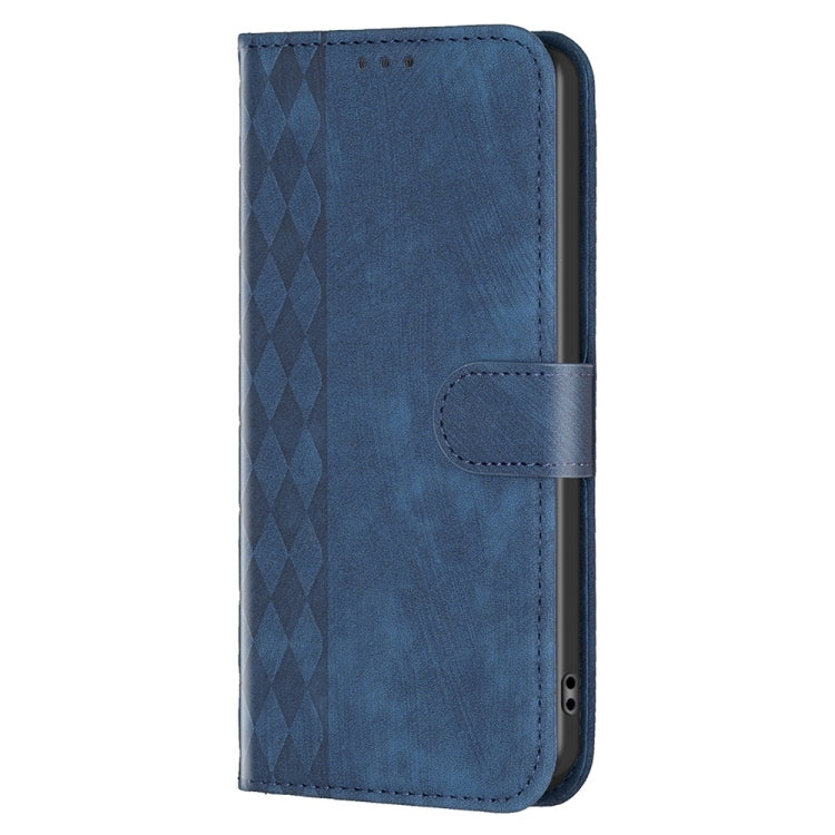 For Xiaomi Redmi 9A Plaid Embossed Leather Phone Case(Blue) by buy2fix
