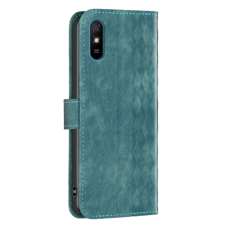 For Xiaomi Redmi 9A Plaid Embossed Leather Phone Case(Green) by buy2fix