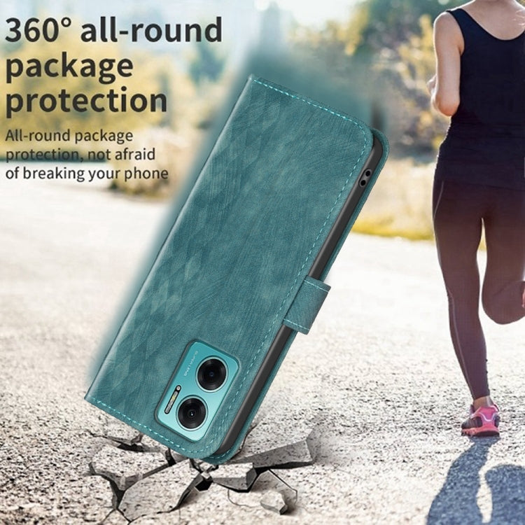 For Xiaomi Redmi 10 5G / Note 11E Plaid Embossed Leather Phone Case(Green) - Xiaomi Cases by buy2fix | Online Shopping UK | buy2fix