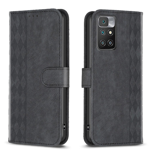 For Xiaomi Redmi 10 2022 Plaid Embossed Leather Phone Case(Black) by buy2fix