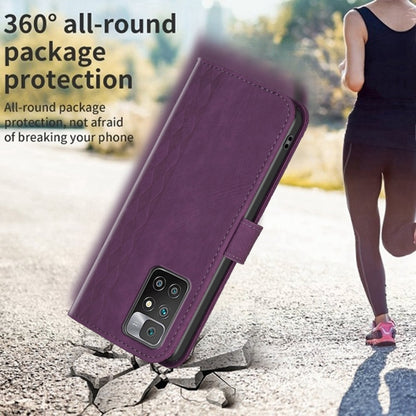 For Xiaomi Redmi 10 2022 Plaid Embossed Leather Phone Case(Purple) - Xiaomi Cases by buy2fix | Online Shopping UK | buy2fix