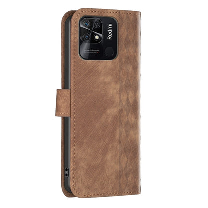 For Xiaomi Redmi 10C Plaid Embossed Leather Phone Case(Brown) by buy2fix