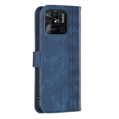 For Xiaomi Redmi 10C Plaid Embossed Leather Phone Case(Blue) by buy2fix
