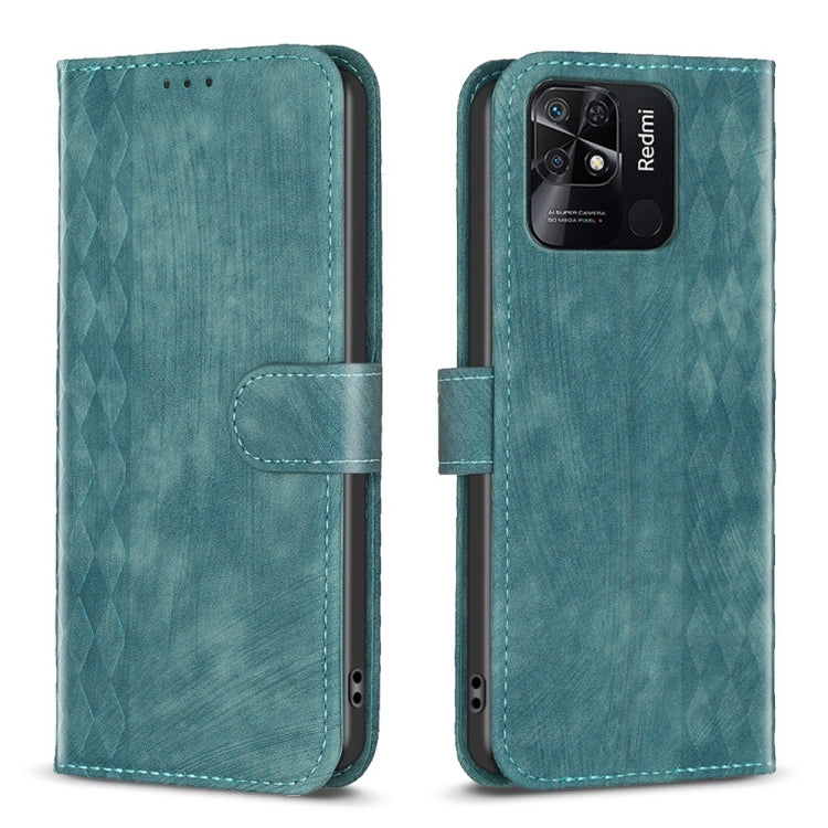 For Xiaomi Redmi 10C Plaid Embossed Leather Phone Case(Green) by buy2fix