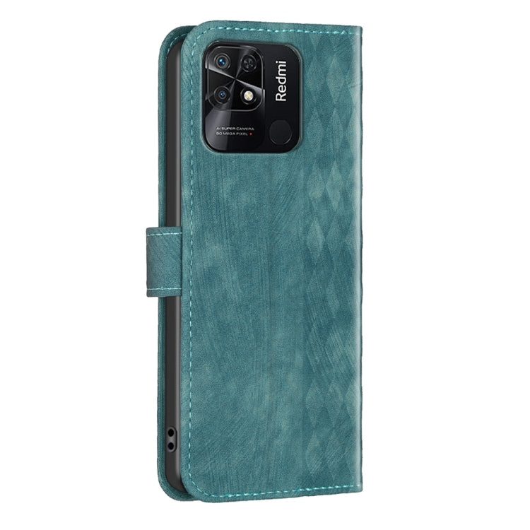 For Xiaomi Redmi 10C Plaid Embossed Leather Phone Case(Green) by buy2fix