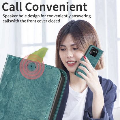 For Xiaomi Redmi 10C Plaid Embossed Leather Phone Case(Green) by buy2fix