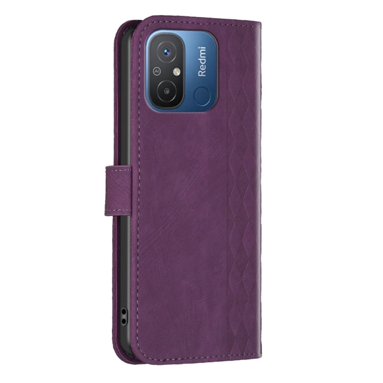 For Xiaomi Redmi 12C Plaid Embossed Leather Phone Case(Purple) by buy2fix