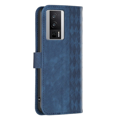 For Xiaomi Redmi K60 / K60 Pro Plaid Embossed Leather Phone Case(Blue) - Xiaomi Cases by buy2fix | Online Shopping UK | buy2fix