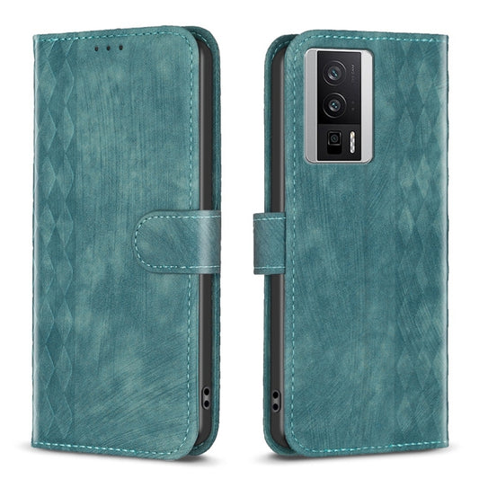 For Xiaomi Redmi K60 / K60 Pro Plaid Embossed Leather Phone Case(Green) - Xiaomi Cases by buy2fix | Online Shopping UK | buy2fix