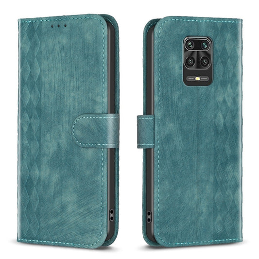 For Xiaomi Redmi Note 9 Pro Plaid Embossed Leather Phone Case(Green) by buy2fix