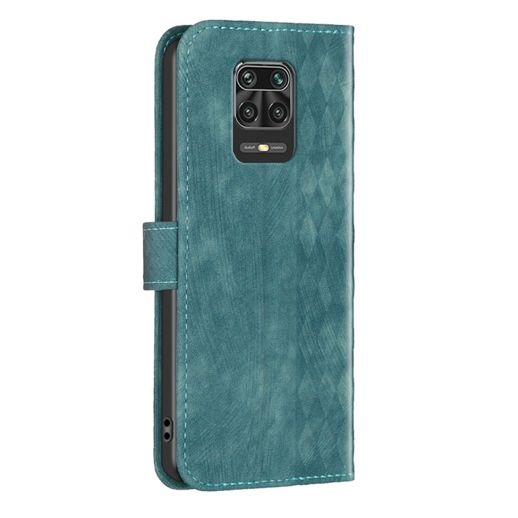 For Xiaomi Redmi Note 9 Pro Plaid Embossed Leather Phone Case(Green) by buy2fix