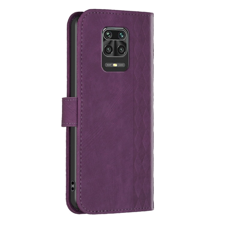 For Xiaomi Redmi Note 9 Pro Plaid Embossed Leather Phone Case(Purple) - Xiaomi Cases by buy2fix | Online Shopping UK | buy2fix