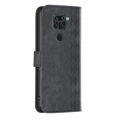 For Xiaomi Redmi Note 9 Plaid Embossed Leather Phone Case(Black) by buy2fix