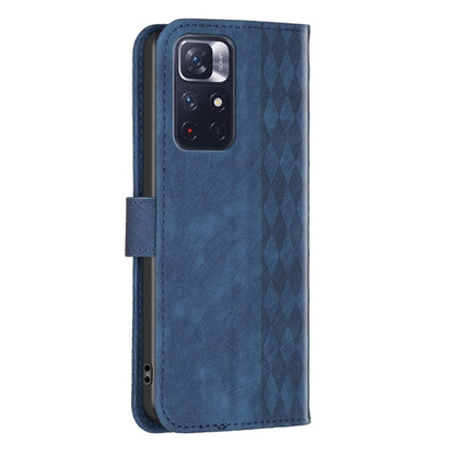 For Xiaomi Redmi Note 11 Plaid Embossed Leather Phone Case(Blue) by buy2fix