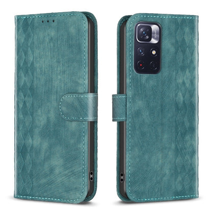 For Xiaomi Redmi Note 11 Plaid Embossed Leather Phone Case(Green) by buy2fix
