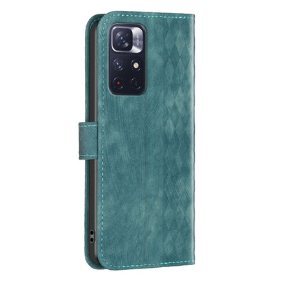 For Xiaomi Redmi Note 11 Plaid Embossed Leather Phone Case(Green) by buy2fix
