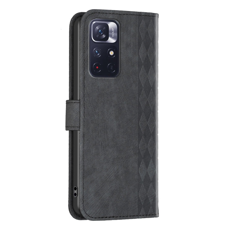 For Xiaomi Redmi Note 11 Plaid Embossed Leather Phone Case(Black) by buy2fix