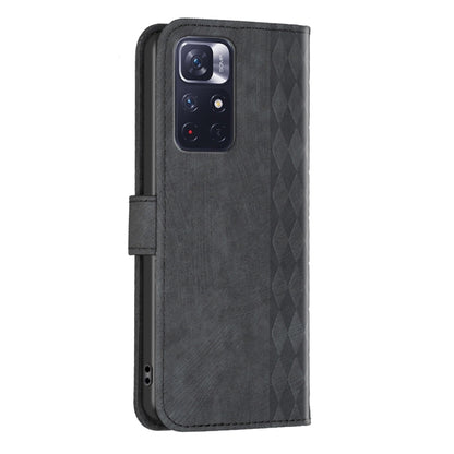 For Xiaomi Redmi Note 11 Plaid Embossed Leather Phone Case(Black) by buy2fix