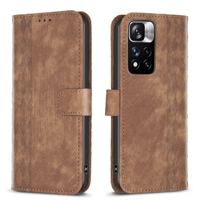 For Xiaomi Redmi Note 11 Pro Plaid Embossed Leather Phone Case(Brown) by buy2fix