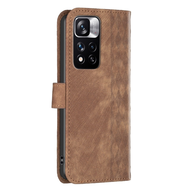For Xiaomi Redmi Note 11 Pro Plaid Embossed Leather Phone Case(Brown) by buy2fix