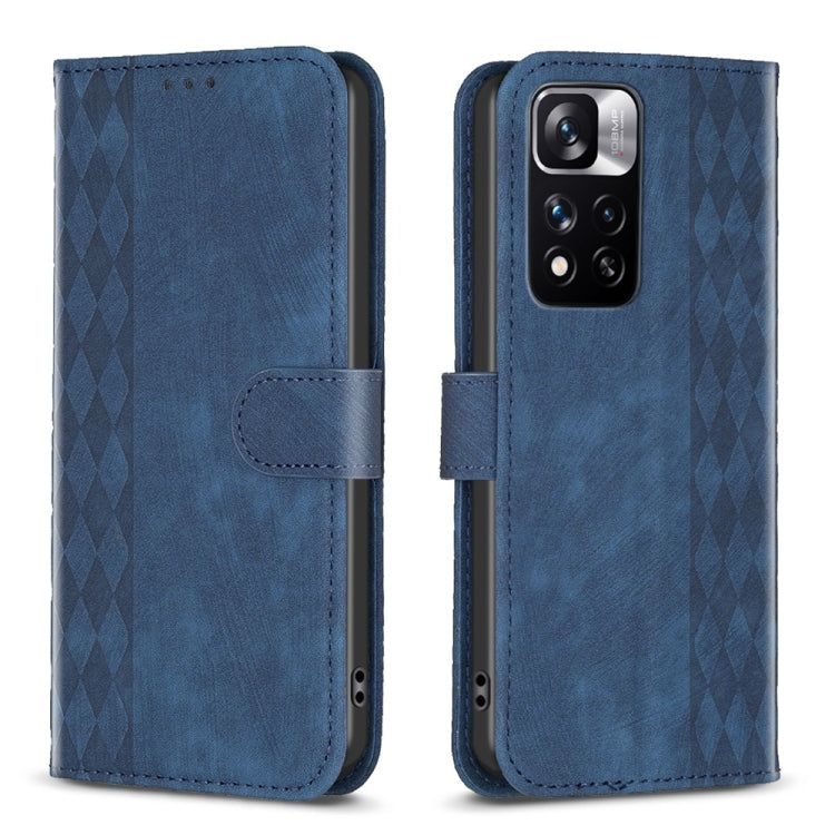 For Xiaomi Redmi Note 11 Pro Plaid Embossed Leather Phone Case(Blue) by buy2fix