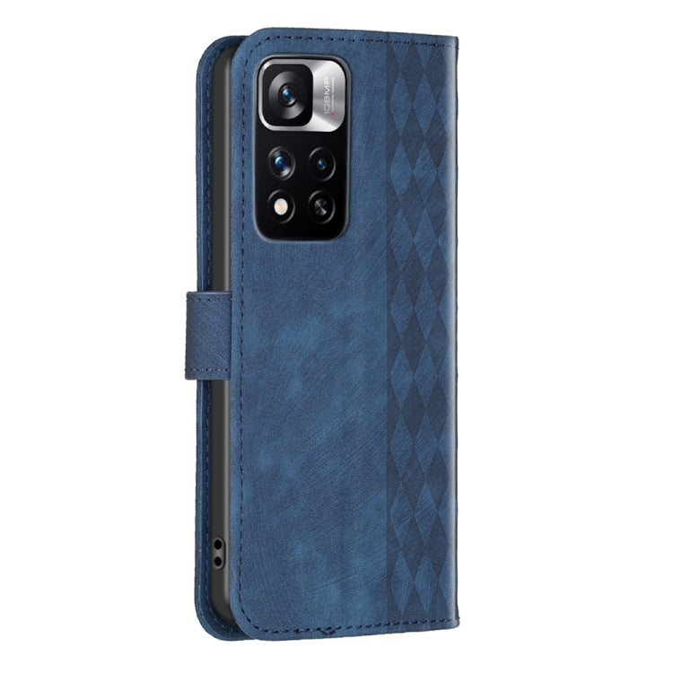 For Xiaomi Redmi Note 11 Pro Plaid Embossed Leather Phone Case(Blue) by buy2fix