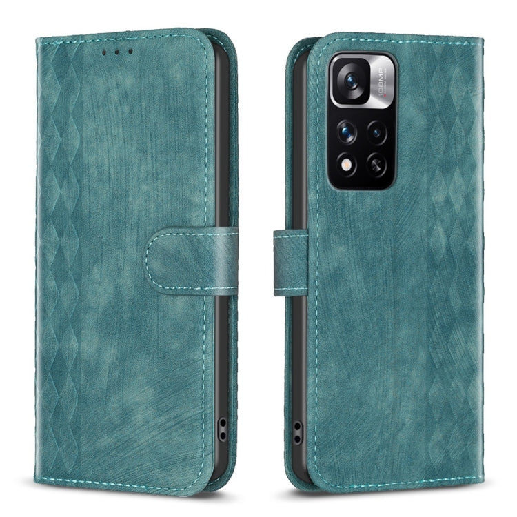 For Xiaomi Redmi Note 11 Pro Plaid Embossed Leather Phone Case(Green) by buy2fix