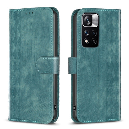 For Xiaomi Redmi Note 11 Pro Plaid Embossed Leather Phone Case(Green) by buy2fix