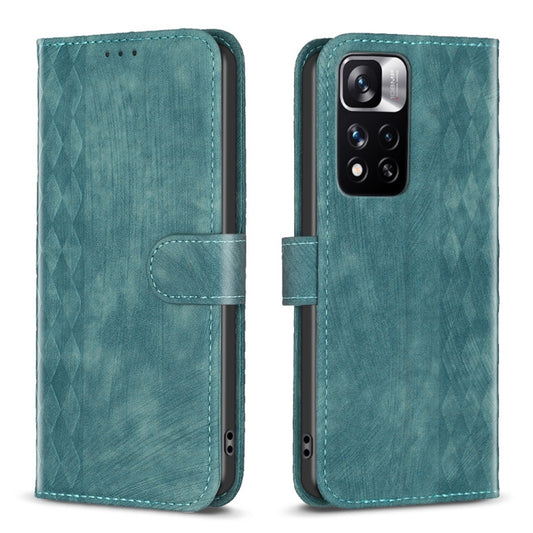For Xiaomi Redmi Note 11 Pro Plaid Embossed Leather Phone Case(Green) by buy2fix