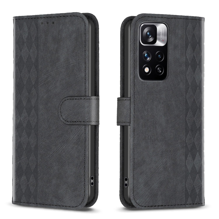 For Xiaomi Redmi Note 11 Pro Plaid Embossed Leather Phone Case(Black) by buy2fix