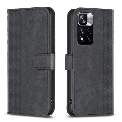 For Xiaomi Redmi Note 11 Pro Plaid Embossed Leather Phone Case(Black) by buy2fix