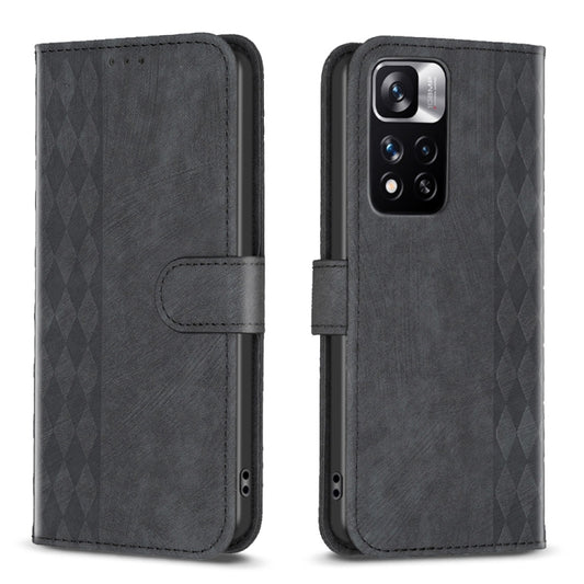 For Xiaomi Redmi Note 11 Pro Plaid Embossed Leather Phone Case(Black) by buy2fix