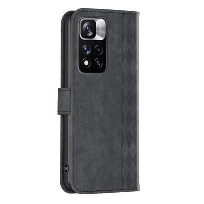 For Xiaomi Redmi Note 11 Pro Plaid Embossed Leather Phone Case(Black) by buy2fix