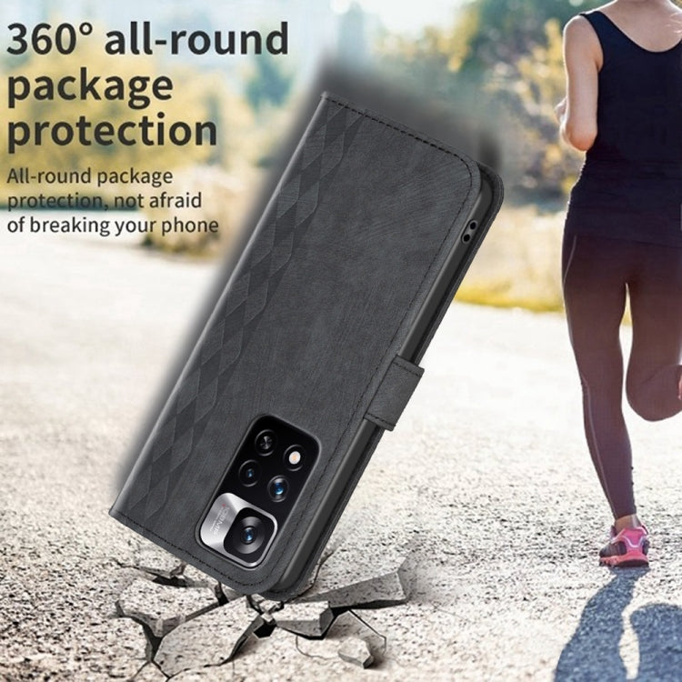 For Xiaomi Redmi Note 11 Pro Plaid Embossed Leather Phone Case(Black) by buy2fix