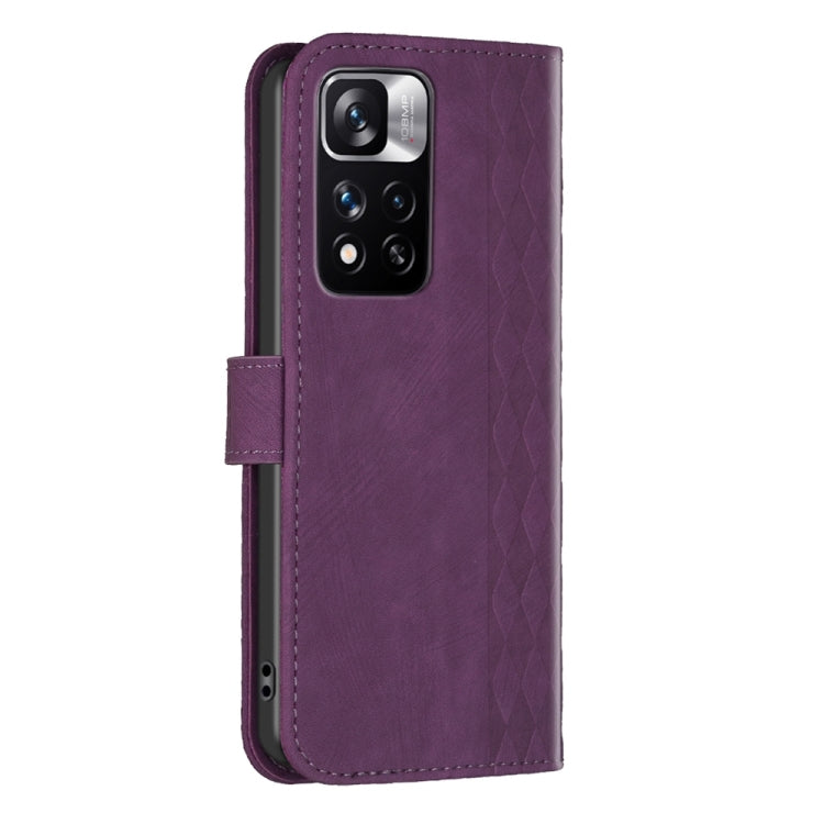 For Xiaomi Redmi Note 11 Pro Plaid Embossed Leather Phone Case(Purple) by buy2fix
